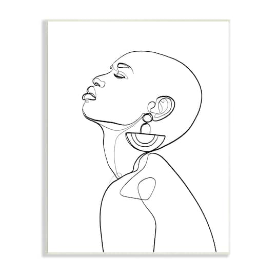 Stupell Industries Woman Wearing Circular Earrings Wall Plaque